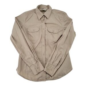Faded Glory Beige Snap Button Long Sleeve Shirt Ladies Size Small 4/6